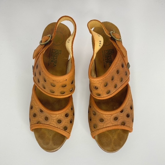 EL NATURALISTA ORANGE LEATHER HEELS - Picture 4 of 12